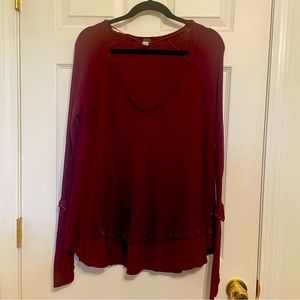 We The Free Free People Women’s Waffle Knit Thermal Long Sleeve Top Boho Freep